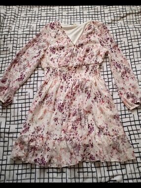 Kings Road Size Large Floral Chiffon Feel Dress BRAND NEW